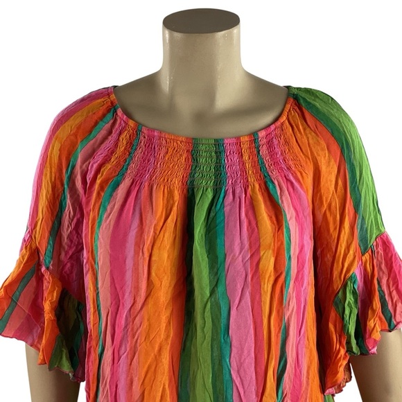 Cato Multicolor Striped Ruffle Sleeve Blouse Size XL - Picture 2 of 7
